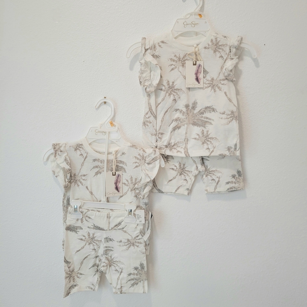 NEW Jessica Simpson Girls 3T Matching Set 2-Pack Capped Ruffle Sleeve Shorts